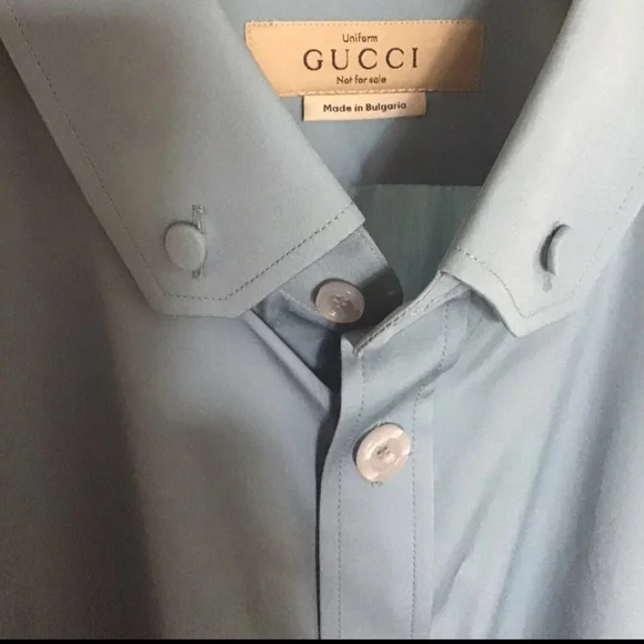 Gucci Men's Sky Blue Casual Button-Down Shirt - Picture 7 of 9
